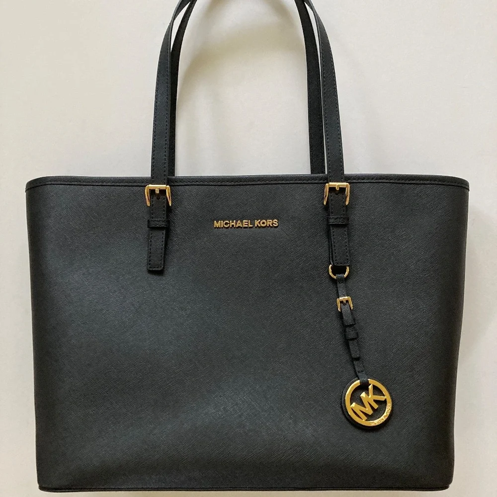 Michael Kors Black Saffiano Leather Large Jet Set Travel TZ Tote/$278 RETAIL/NEW